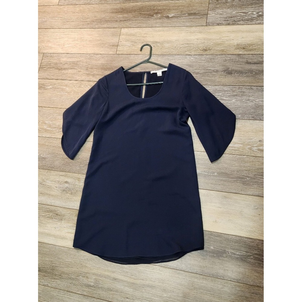Diane Von Furstenberg Tammy  Navy Blue Silk Mini Dress Size 0